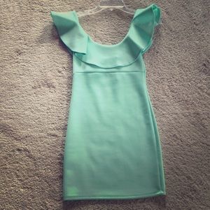Body Central Sea-foam Bodycon Ruffle dress Small